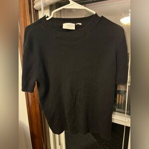 Liz Claiborne Black Ribbed Short Sleeve Sweater